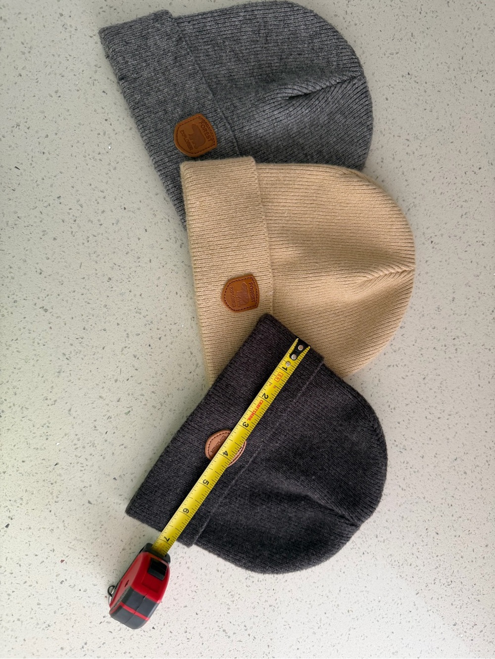 Little Me Ribbed Knit Beanie Set - Gray, Cream, Dark Gray